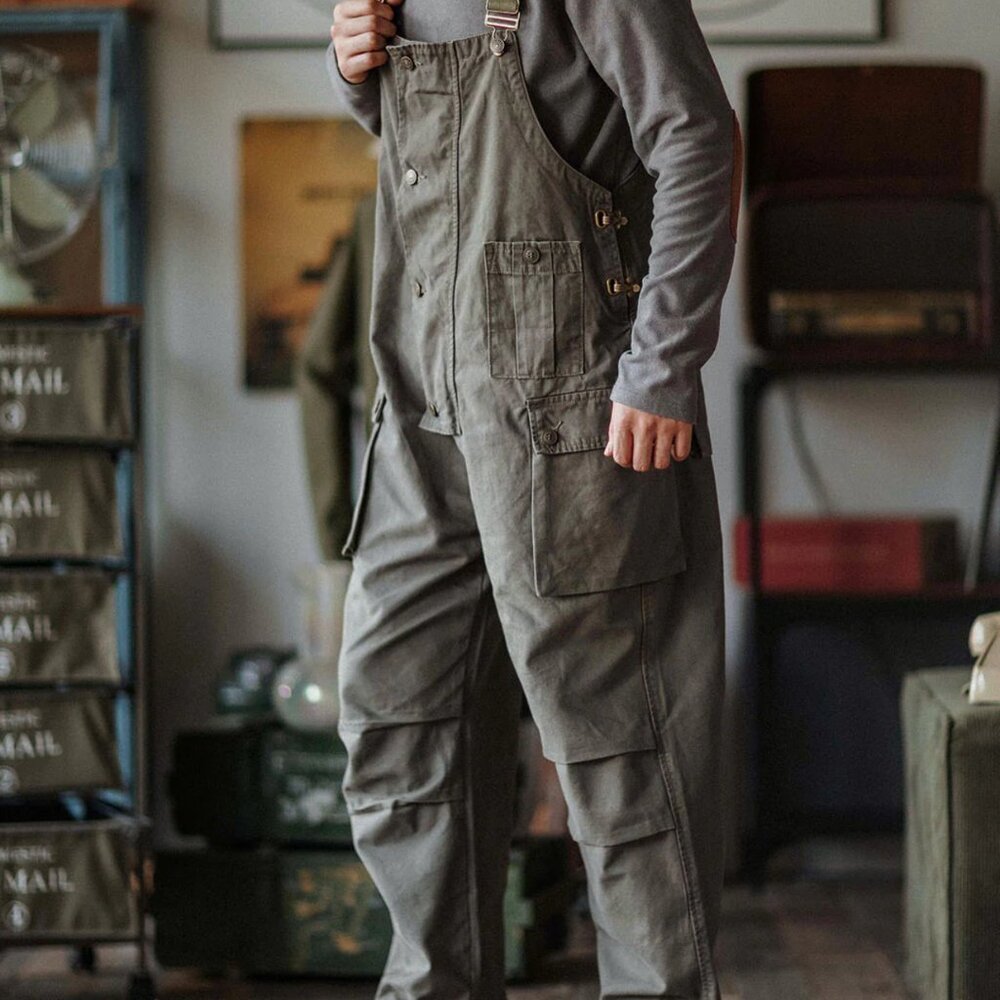 Overalls in dark olive by Madepants